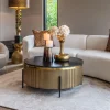 Discount Richmond Interiors Ronde Salontafel Ironville Ø90cm, goud / zwart marmer