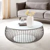 Best Artistiq Living Ronde Salontafel Johathan Glas 86cm, kleur wit marmerlook