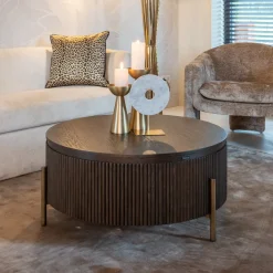 Clearance Richmond Interiors Ronde Salontafel Luxor Eiken, Ø95cm, kleur donkerbruin
