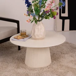 Discount Sohome Ronde Salontafel Puck Mangohout, 80cm, kleur Ivoor