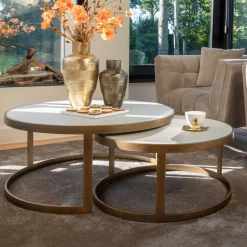 Clearance Richmond Interiors Ronde Salontafel Whitebone Eiken, Set van 2 stuks