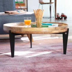 Sale Tom Tailor Ronde Salontafel Winfield Mangohout en metaal, 75cm