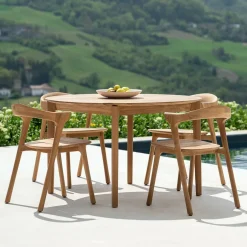 Online Ethnicraft Ronde Tuintafel Bok Teakhout, 125cm, kleur Naturel