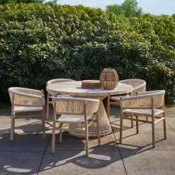Online Rivièra Maison Ronde Tuintafel Saint Tropez Teakhout en touw, 140cm