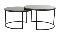 Clearance Light & Living Salontafel Alfio Set van 2 stuks, bruin marmer+zwart