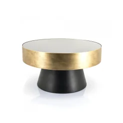 By-Boo Salontafel Bunga 75cm zwart/goud met glazen blad