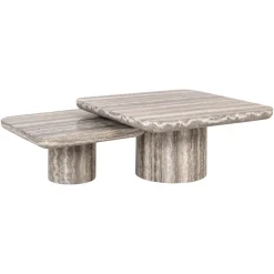 Online Richmond Interiors Salontafel Denizly Marmer en travertinlook, Set van 2 stuks Grijs