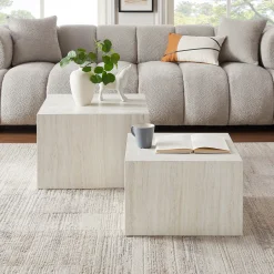 New Artistiq Living Salontafel Helder Travertinlook, Set van 2 stuks