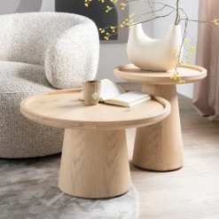 Outlet Eleonora Salontafel Leia Eikenhout, Set van 2 stuks