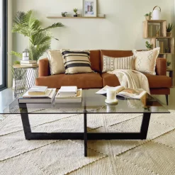 Outlet Kave Home Salontafel Plam Glas, 120 x 70cm