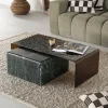 By-Boo Salontafel Ripple/Dice Glas en marmer, Set van 2 stuks