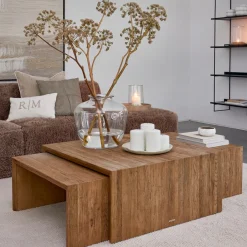 Outlet Rivièra Maison Salontafel Sant Mateu Eikenhout, Set van 3 stuks