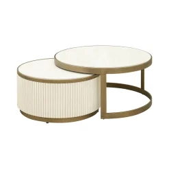 Outlet Richmond Interiors Salontafel Tivoli Keramiek, Set van 2 stuks Wit