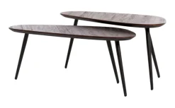 Hot Light & Living Salontafel Viejo Hout en metaal, Set van 2 stuks Donker hout
