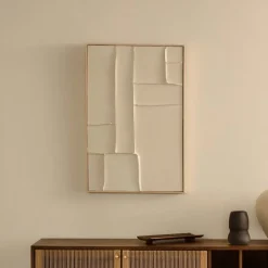 Outlet Kave Home Schilderij Klis Met reliëf Wit