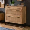 Discount Artistiq Living Schoenenkast Denice Mangohout en rotan, 91 x 85cm