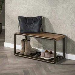 Clearance LifestyleFurn Schoenenrek Karalynn Eikenlook en staal Drift brown