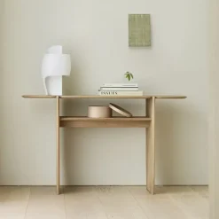New Ethnicraft Sidetable PI Geolied Eikenhout, 130cm, kleur Naturel