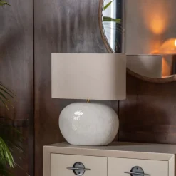 Sale Dutchbone Tablelamp Hailey Linnen en keramiek, 50cm