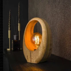 Best LifestyleFurn Tafellamp Laurene Mangohout Massief mango naturel