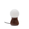 Outlet Kave Home Tafellamp Okeni Notenhout en glas, 26cm