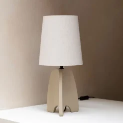 Outlet Zuiver Tafellamp Saba Beton en linnen, kleur Beige