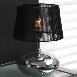 Clearance LifestyleFurn Tafellamp Takako 1 Lamps, chroom met zwarte kap