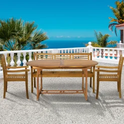 Discount Artistiq Living Tuinset Larissa 2 stoelen + 1 bank + 1 uitschuifbare tafel, Acaciahout