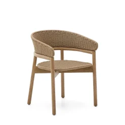 Online Kave Home Tuinstoel Arinella Acaciahout en geweven touw Beige