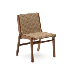 New Kave Home Tuinstoel Itani Acaciahout en rattan Beige