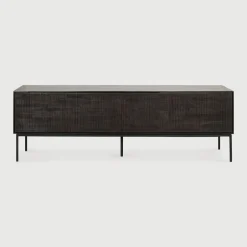 Discount Ethnicraft TV-meubel Grooves Gevernist Teakhout Off Black