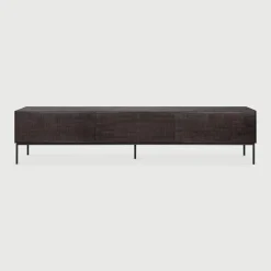 Discount Ethnicraft TV-meubel Grooves Gevernist Teakhout Off Black