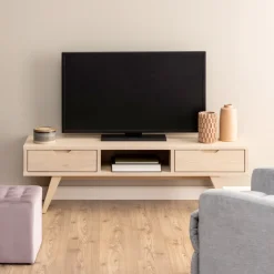 Discount Bendt TV-meubel Mads 150cm eikenhout whitewash Wit