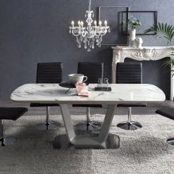 Hot Artistiq Living Uitschuifbare Eettafel Eloy Faux Marmer, 160 - 200 x 90cm