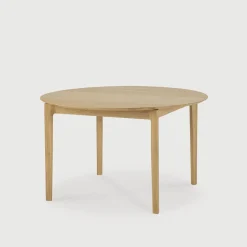 Outlet Ethnicraft Uitschuifbare Ronde Eettafel Bok Eikenhout, 129/179 x 129cm