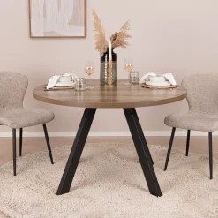 Hot Sohome Uitschuifbare Ronde/Ovale Eettafel Lias Eikenlook, 120-210 x 75cm Naturel