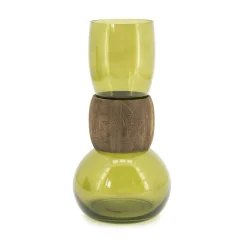 Best By-Boo Vaas Verra Glas en hout, 40cm