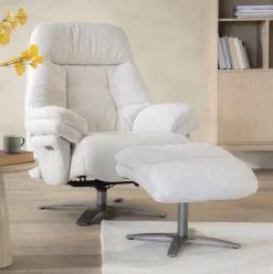 Best Eleonora Verstelbare Fauteuil Caleb Met voetenbank, Bouclé