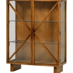 Outlet WOOOD Vitrinekast Kella Mangohout en glas, 132 x 100cm