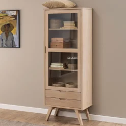 Hot Bendt Vitrinekast Mads 190 x 72cm, licht eikenfineer Beige