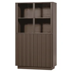 Hot WOOOD Vitrinekast Nova Grenenhout, 172 x 102cm, kleur Truffel Bruin