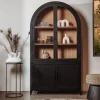 New Tower Living Vitrinekast Rotondi Mangohout en eikenfineer, 220 x 120cm, kleur Zwart