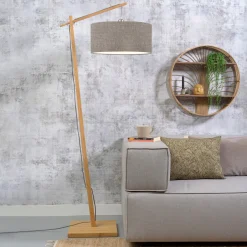 Hot GOOD&MOJO Vloerlamp Andes Naturel, Bamboe en Eco linnen