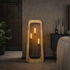 Clearance LifestyleFurn Vloerlamp Dain 120cm, Mangohout Massief mango naturel