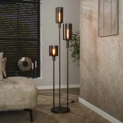 Online LifestyleFurn Vloerlamp Deatra 3-lamps, kleur Sienna brown