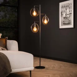 Best LifestyleFurn Vloerlamp Holley 3-lamps, Ø22cm, kleur Charcoal
