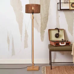 GOOD&MOJO Vloerlamp Iguazu Bamboe en jute, 125cm Naturel