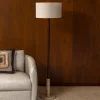 Dutchbone Vloerlamp Jackson Travertin en hout, 157cm hoog