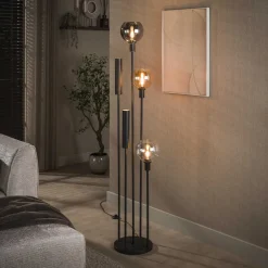 Discount LifestyleFurn Vloerlamp Janetta Glas en metaal, 5-lamps