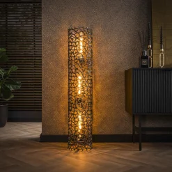 New LifestyleFurn Vloerlamp Linwood Zwart nikkel